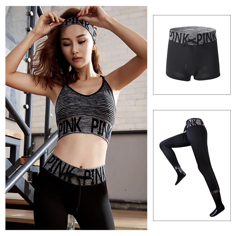 English Alphabet Yoga Three-piece Suit