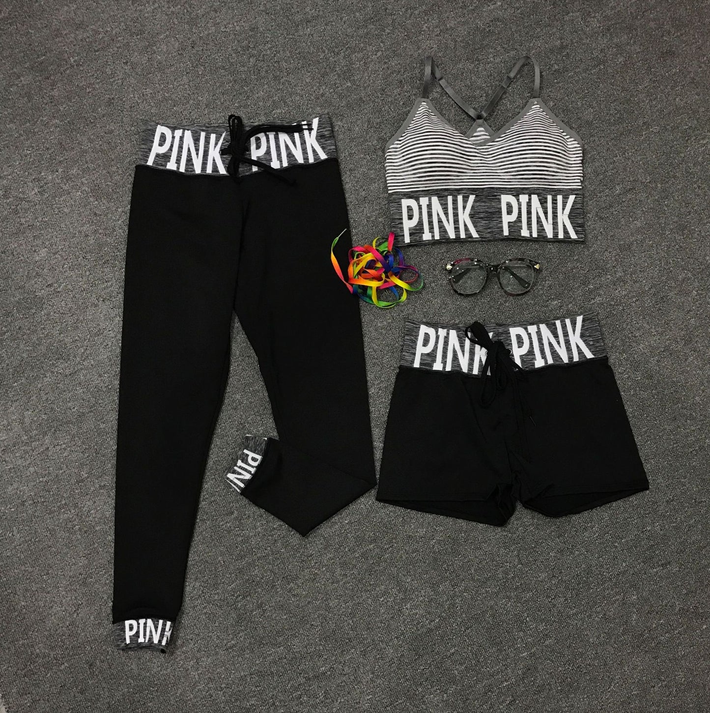 English Alphabet Yoga Three-piece Suit