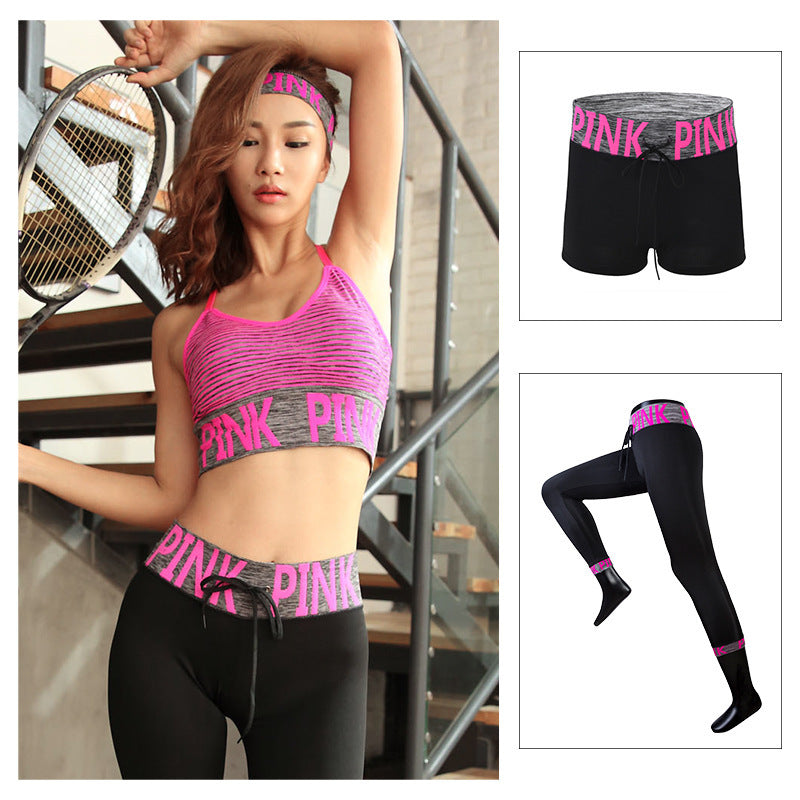 English Alphabet Yoga Three-piece Suit