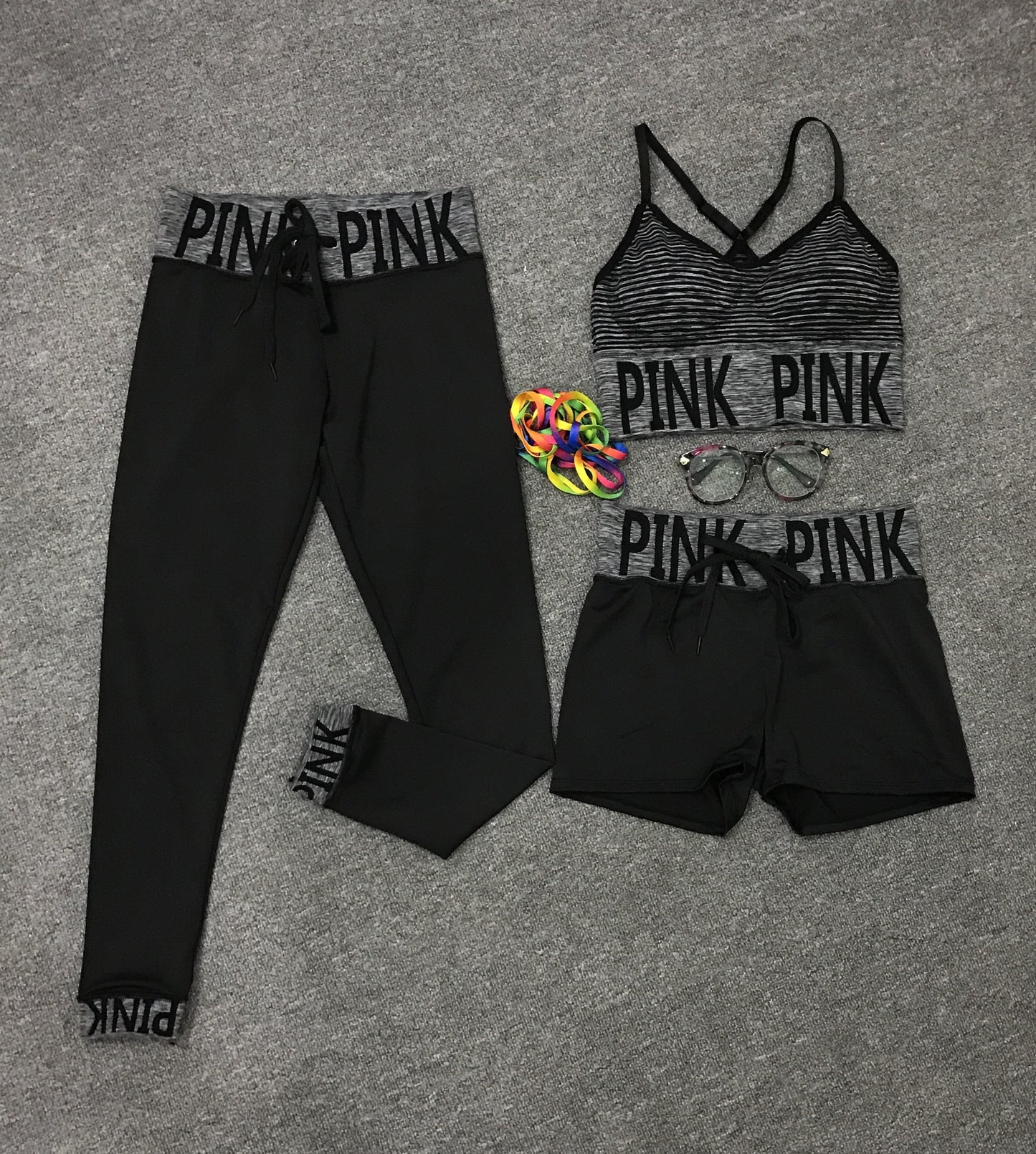 English Alphabet Yoga Three-piece Suit