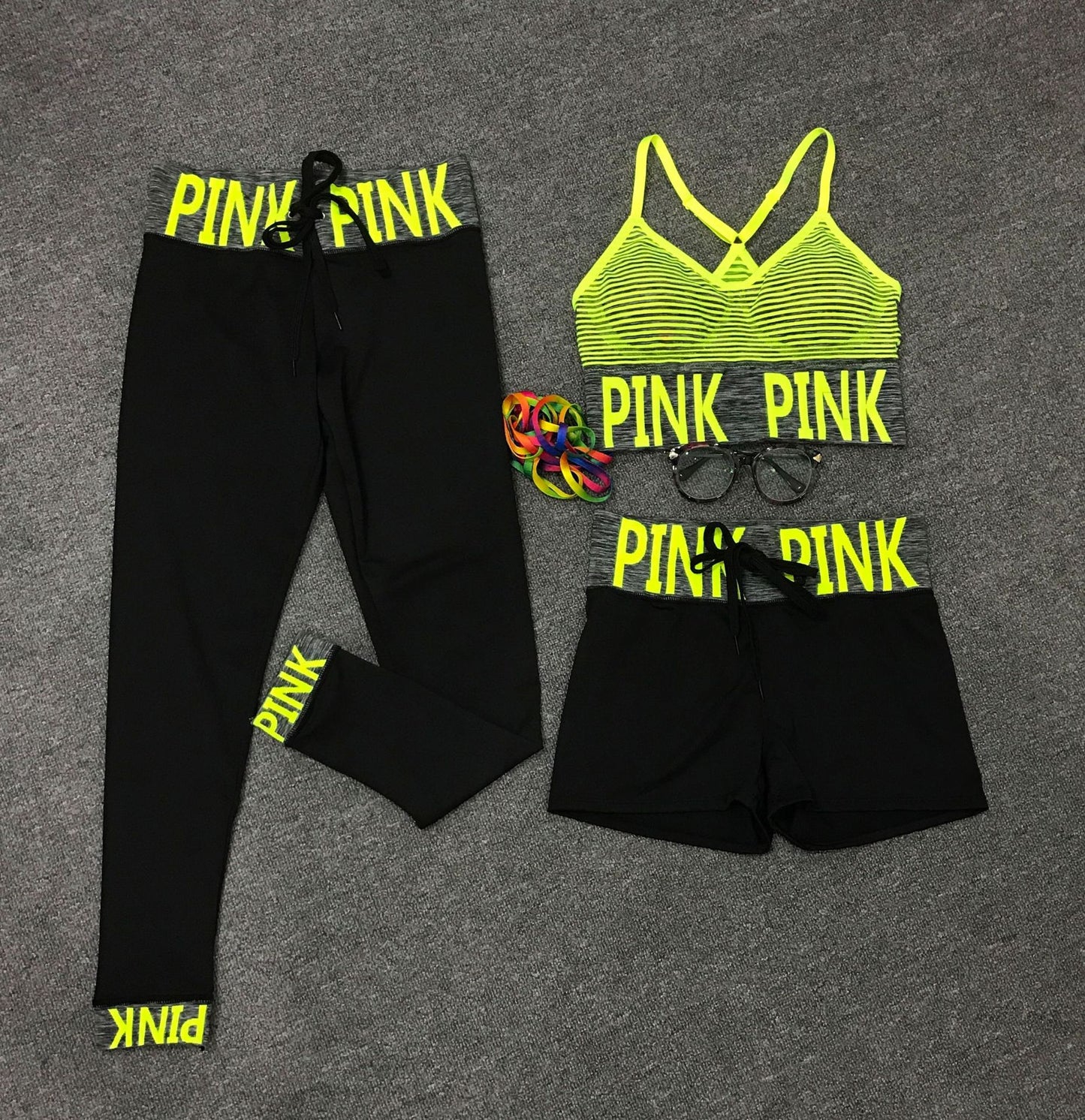 English Alphabet Yoga Three-piece Suit