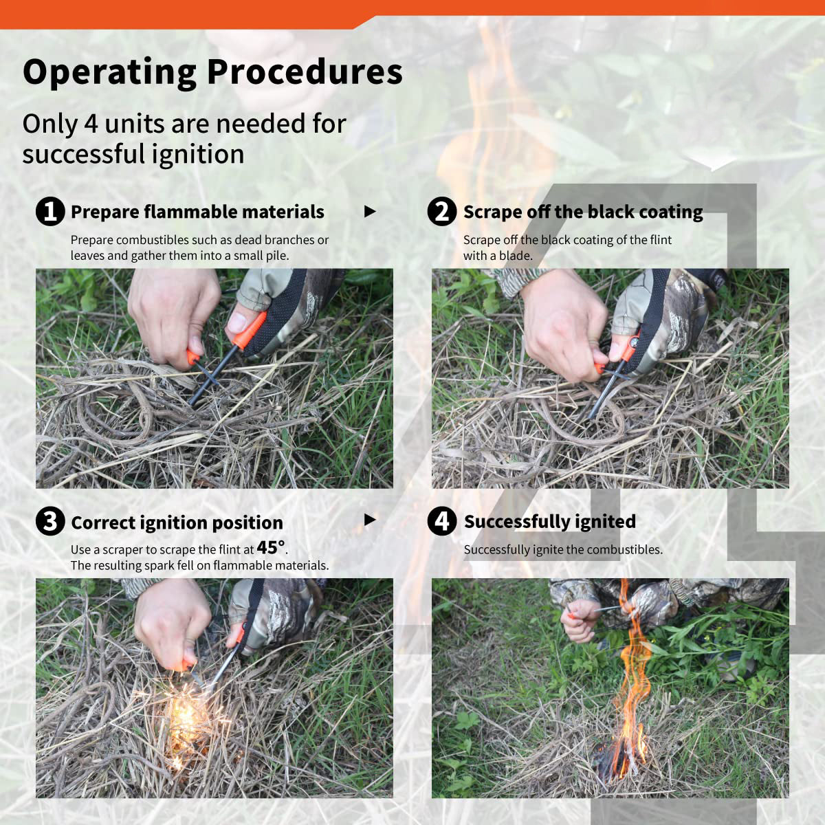 2 Pcs Fire Starter Fire Steel With Paracord And Whistle For Camping, Hiking, Hunting, Backpacking, Boating, Emergency Rescue