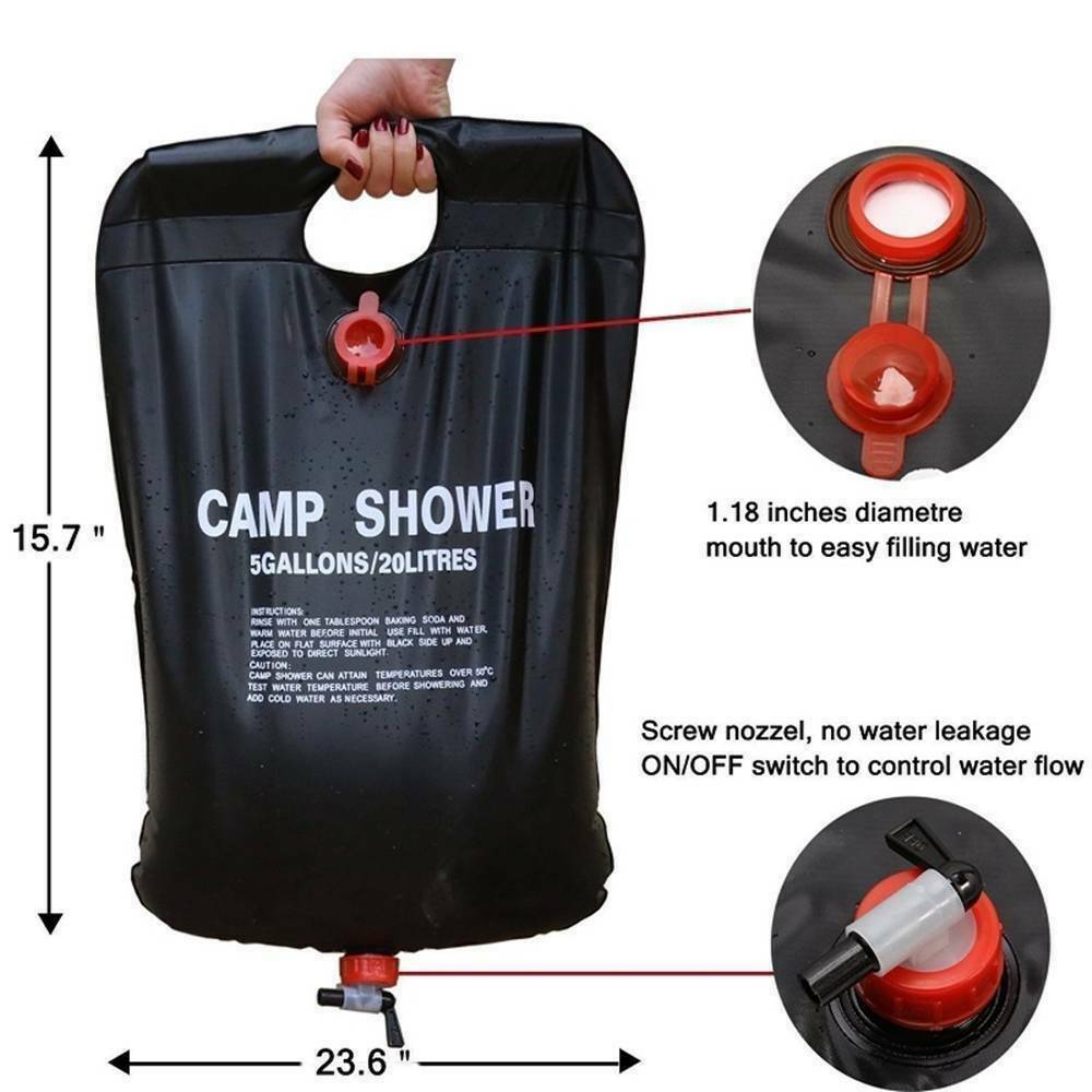 Portable Compact Solar Sun Heating Bath Bag Outdoor Travel