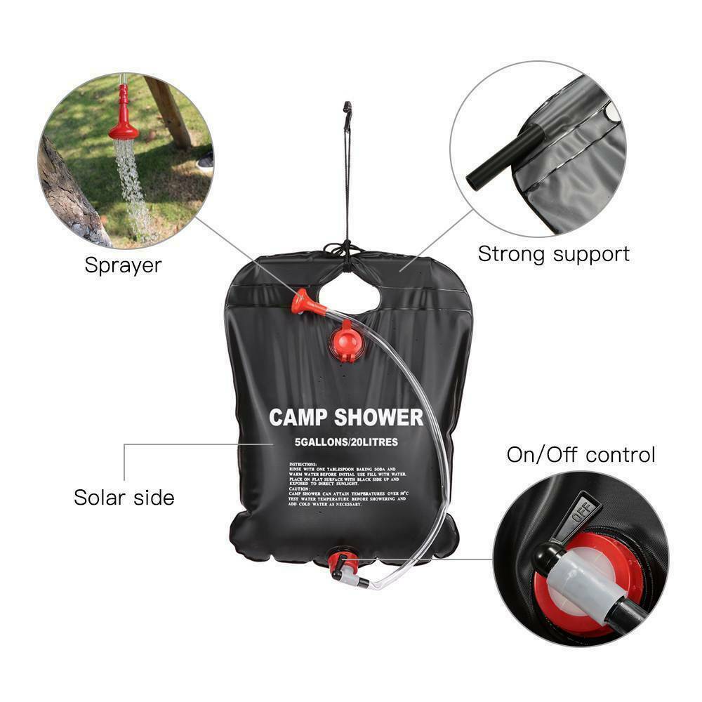 Portable Compact Solar Sun Heating Bath Bag Outdoor Travel