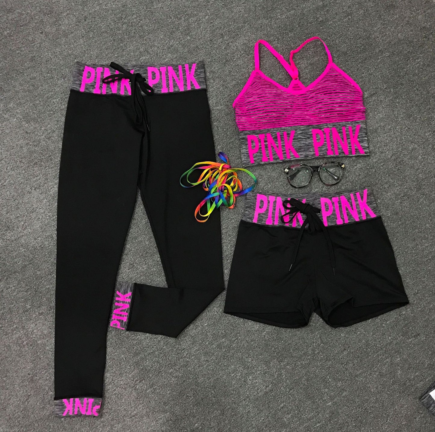 English Alphabet Yoga Three-piece Suit
