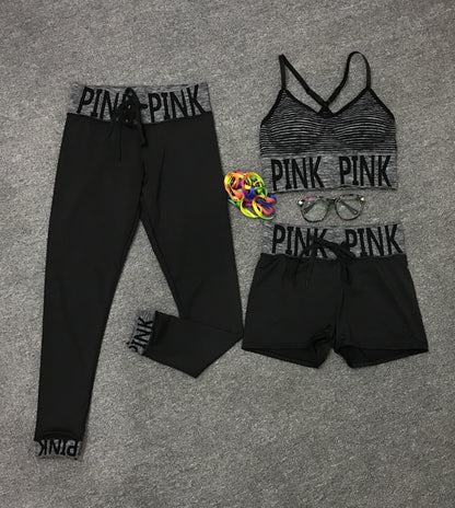 English Alphabet Yoga Three-piece Suit
